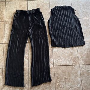 Black Zara pleated Two-Piece Set